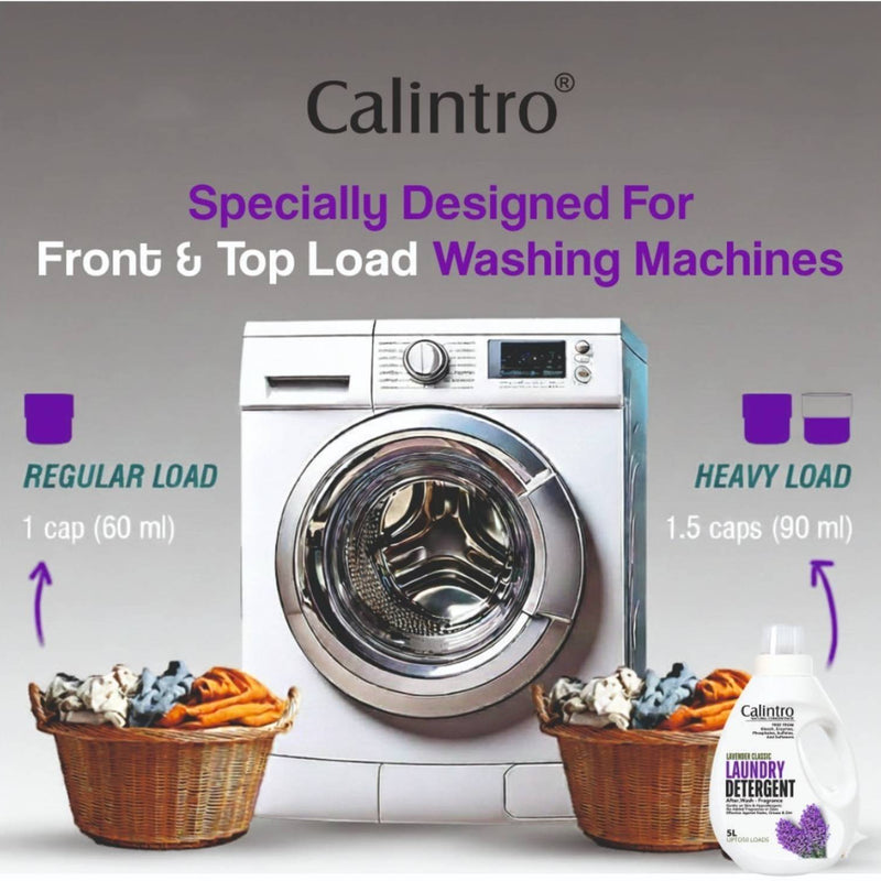 Calintro Natural Top Load | Jumbo Pack | Tough Stain Removal Formula | Lavender & Vanilla Lavender Liquid Detergent (5000 ml)
